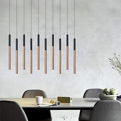 ALTAIR 10 Mini Pendant Lighting Black-Copper - LED Hanging Light Fixture for Kitchen Island, Bar, Foyer - Cluster Pendants - Dimmable, Adjustable Wire, Lamp Bulb Included