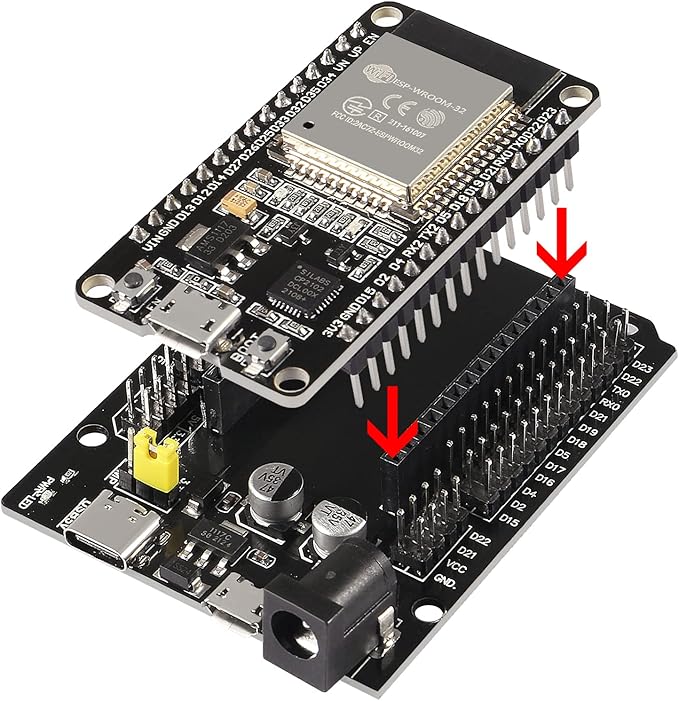 AITRIP 2 Sets ESP-WROOM-32 ESP32 ESP-32S Development Board CP2102 WiFi+Bluetooth Ultra-Low Power Dual Core ESP32-DevKitC-32 ESP-WROOM-32 with Expansion Board for Arduino