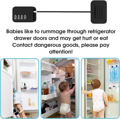 2 Pack Refrigerator Lock, Child Safety Cabinet Locks, with Combination Fridge Lock, for Fridge, Cabinets, Window, Drawers, Adhesive Installation, No Drilling Required(White)