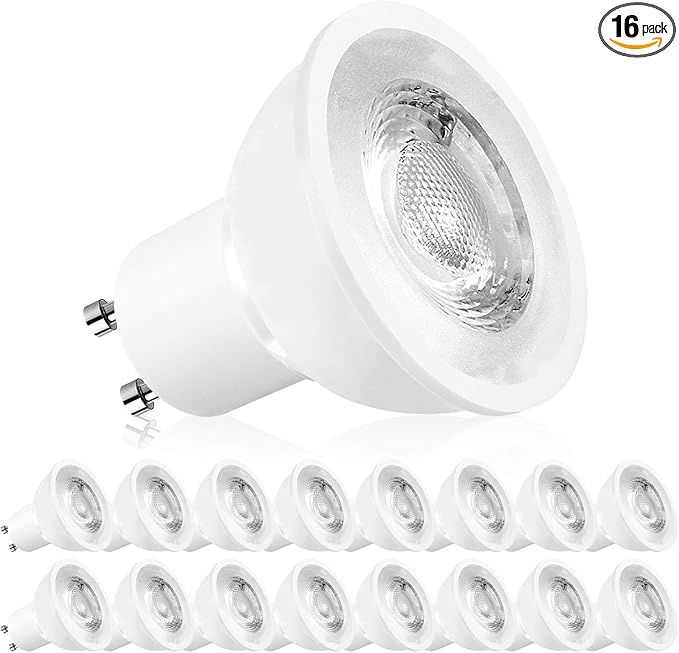 LUXRITE MR16 GU10 LED Bulbs Dimmable, 50W Halogen Equivalent, 3000K Soft White, 500 Lumens, 120V Spotlight LED Bulb GU10, Enclosed Fixture Rated, Perfect for Landscape or Home Lighting (16 Pack)