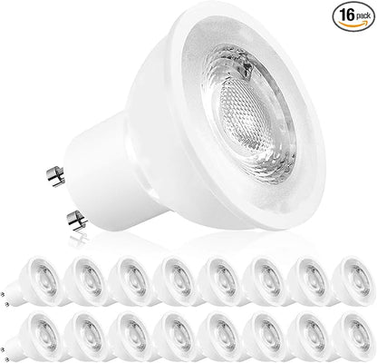 LUXRITE MR16 GU10 LED Bulbs Dimmable, 50W Halogen Equivalent, 3000K Soft White, 500 Lumens, 120V Spotlight LED Bulb GU10, Enclosed Fixture Rated, Perfect for Landscape or Home Lighting (16 Pack)