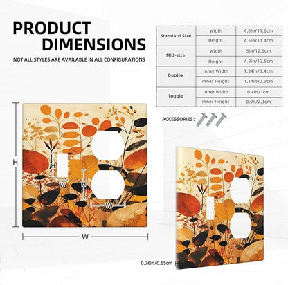 Wallplates Boho Warm Colorful Plant Leaves 1 Toggle 1 Duplex Switch Plate Electrical GFCI Faceplate Decorative Light Switch Covers for Bedroom living Room Decor