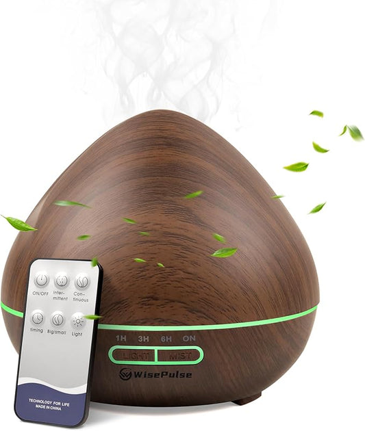 Essential Oil Diffuser for Home: 500ml Oil Diffuser 7 Colors Light Aroma Diffuser with Remote Control for Home, Office, Bedroom, Child’s Room Brown