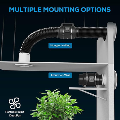 Inline Duct Fan 6 Inch Ventilation Exhaust Fan with Variable Speed Controller, 402 CFM Silent Grow Tent Fan for Heating Cooling Booster, Hydroponic