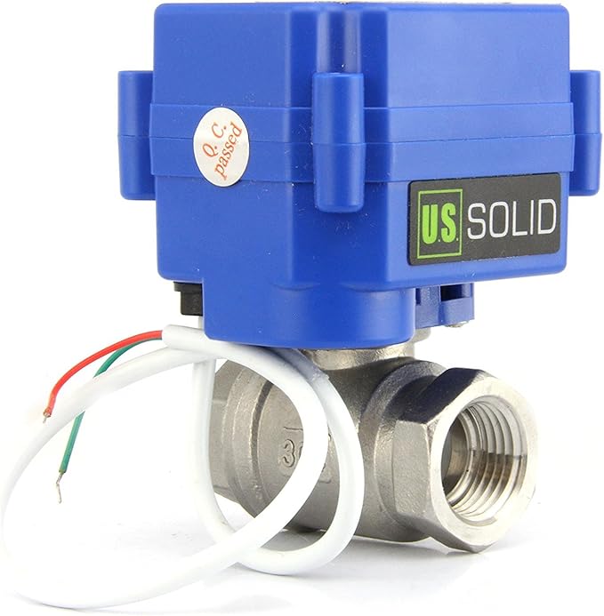 U.S. Solid 3/4" Motorized Ball Valve 85-265V AC Stainless Steel Electrical Ball Valve, 2 Wire Auto Return Setup Normally Closed