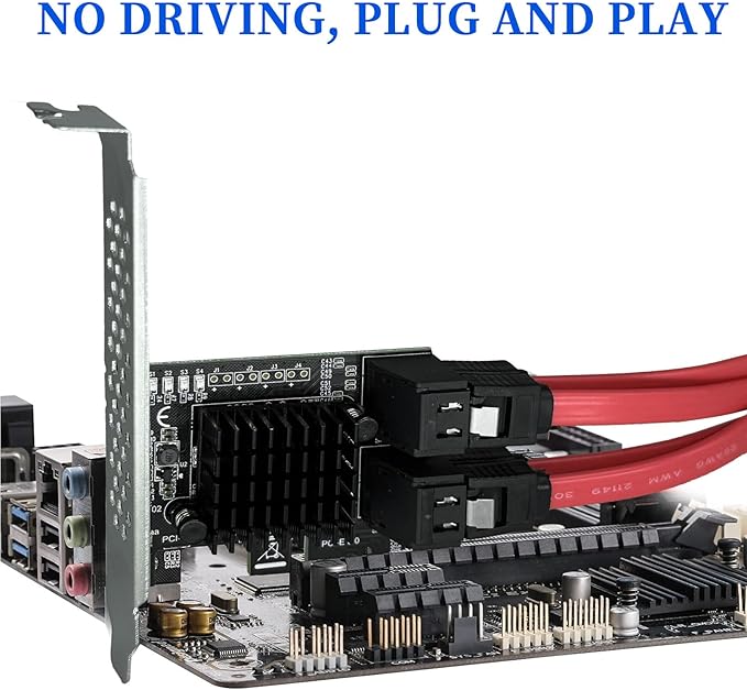 4-Port PCIe SATA III 6Gbps Expansion Card, PCIe x1 to 4 Port SATA 3.0 Controller Card - ASM1064 Chip, with Low Profile Bracket for Windows Linux Mac