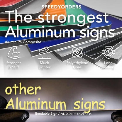 Custom Outdoor Aluminum Signs - Metal Business Signs With Black Background, 12x8 In