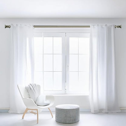 Deco Window Adjustable Curtain Rod for Windows 44 to 120 Inch (Pack of 1) Extendable Heavy Duty 1 Inch Iron Drapery Pole with Finials Wall Mounted French Door Curtain Rods (Brass)