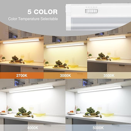 36inch Linkable Under Cabinet Lighting Hardwired Plug-in, Wired led Under Cabinet Lights with 5 CCT (2700/3000/3500/4000/5000) & Dimmable, Under Counter Lights for Kitchen, 18W, 1800LM, 1 Pack