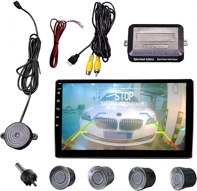 LCD Parking Sensor Kit - Displays Data on Original Screen, Easy Rear Installation, Compatible with CVBS Cameras (Not for AHD), 18 Probe Colors to Match Any Vehicle