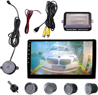 LCD Parking Sensor Kit - Displays Data on Original Screen, Easy Rear Installation, Compatible with All Camera Formats (AHD, CVBS), 18 Probe Colors to Match Any Vehicle