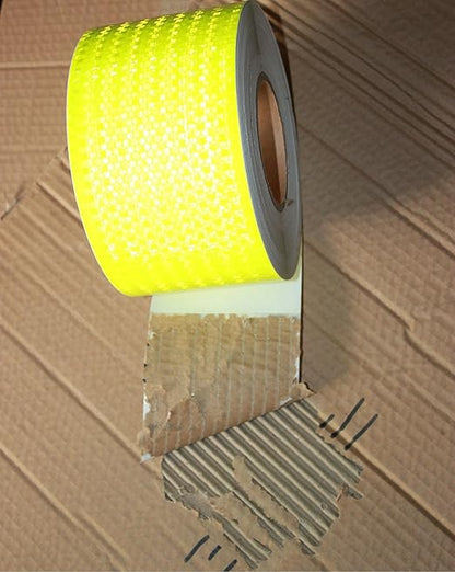 Fluorescent Yellow Reflective Tape 4 inch, Outdoor Waterproof High Visibility Warning Safety Industrial Marking Tape (68 feet)