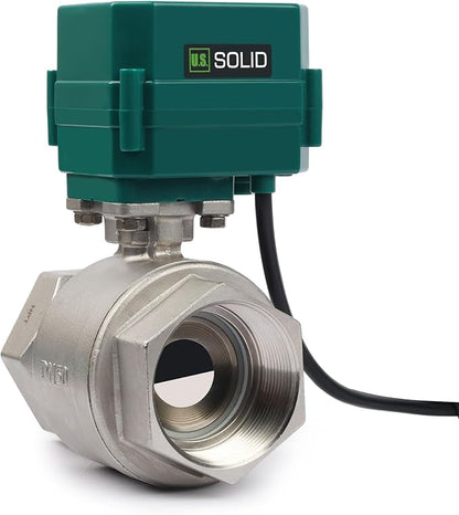 U.S. Solid 2" Motorized Ball Valve with US Plug 110VAC Stainless Steel Electrical Ball Valve,Auto Return, Normally Closed, IP65(8-PACK)
