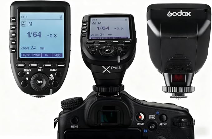 Godox XPro-S Compatible for Sony TTL Wireless Flash Transmitter Trigger 1/8000s HSS TTL-Convert-Manual Function Large LCD Screen Slanted Design 11 Customizable Functions 5 Dedicated Group Buttons