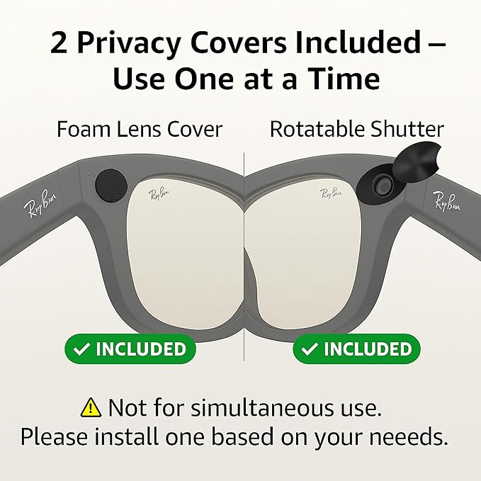 LED Light Privacy Cover for Ray-Ban Meta Smart Glasses – Rotating Camera Lens Shutter Compatible with Wayfarer/Skyler/Headliner(Gen 2), 6PCS Rotating LED Light Blocker Glasses Accessories