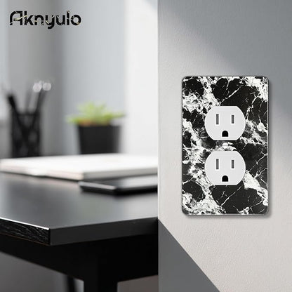 Black White Marble Pattern Acrylic Outlet Covers Light Switch Plate Decorative Wall Plate Light Switch Plate Cover Double Hole Outlet Plate Cover