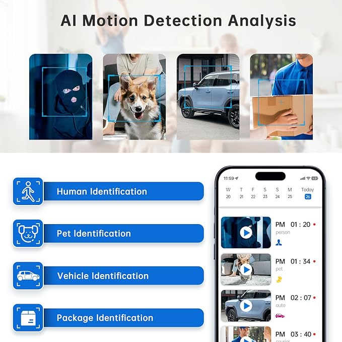 Security Camera Indoor Cam-2K 360° WiFi Cameras for Home Security,Pan & Tilt,Pet/Dog/Baby Camera with Phone app,2-Way Audio,Night Vision,24/7 Cloud & Micro SD Card Storage 2 Pack