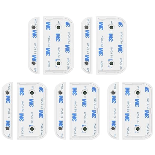 Ring Contact Sensor Adhesive | Ring Sensor Mounting Tape Replacement Pads | Works with Door, Window, Wall Alarm Sensors | Easy Mount, No Cutting, Peel and Stick (10 Pack Sensor + Magnet Side)