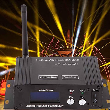 Lixada DMX 512 Controller 2.4G Wireless Transmitter Receiver LCD Display Power Adjustable Repeater Lighting Dimmer Controller for Disco DJ Party Light