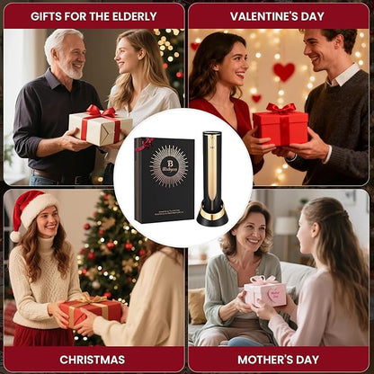 Electric Wine Bottle Opener with Charging Base & Built-in Foil Cutter – Rechargeable Intelligent Touch-Activated Automatic Corkscrew – Luxury Christmas Wine Gifts for Women, Men, Seniors