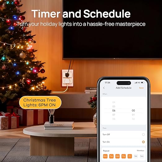 Linkind Matter Smart Plug, Work with Apple Home, Siri, Alexa, Google, SmartThings, Smart Home Smart Outlet Timer 15A/1800W, APP Remote Control & Schedule, ETL & FCC Certified, 2.4G Wi-Fi Only, 4 Pack
