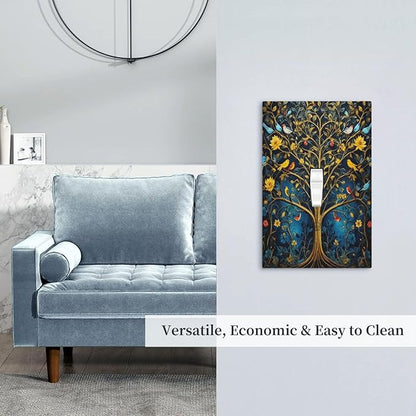 Decorative Switch Covers Plate Gold Tree With Birds Flowers on Branches 1 Gang Wall Plate Oversized Single Toggle Wall Cover Plate Jumbo Electrical Light Switch Plate Faceplate for Home Decor