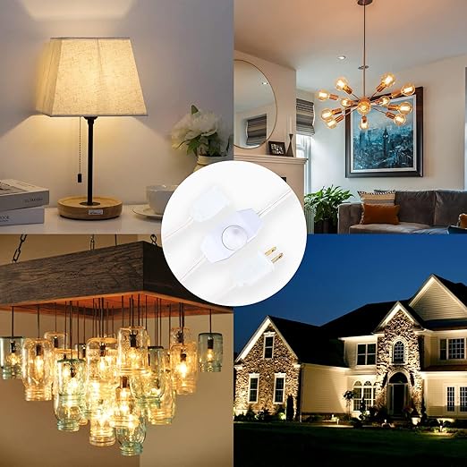 Lamp Dimmer Switch Extension Cord Plug in Dimmer - Rotary Control for 150 Watt Dimmable Lights - Christmas Village Houses Lights Cord Salt Light - 6 ft Cord