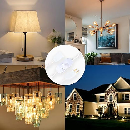 Lamp Dimmer Switch Extension Cord Plug in Dimmer - Rotary Control for 150 Watt Dimmable Lights - Christmas Village Houses Lights Cord Salt Light - 6 ft Cord