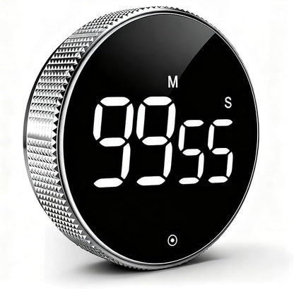 Digital Kitchen Timer, Magnetic Countdown Countup Visual Pomodoro Timer with Large LED Display, Cube Clock for Classroom Cooking Fitness Baking Studying Teaching, Easy for Kids and Seniors (Silver)