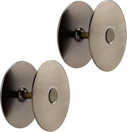Door Hole Cover Plate, 2-5/8" Diameter Solid Steel, Hole Filler Plate (2, Antique Brass)
