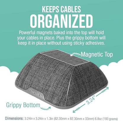 Smartish® Magnetic Cord Holder - Cable Wrangler Organizer Stocking Stuffer with Magnet Clips for Charger Management on Desktop, Nightstand for USB-C + Lightning - No 2 Pencil Gray