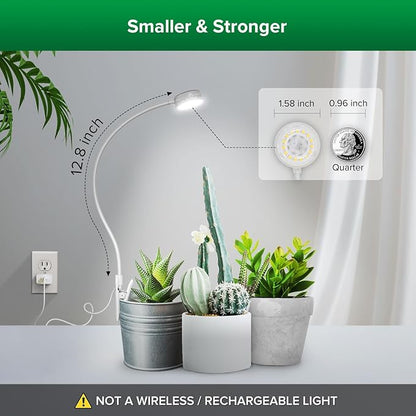 SANSI Grow Lights for Indoor Plants, ETL Listed Pot Clip LED Plant Lights for Indoor Growing, Full Spectrum, 4-Level Dimmable, Auto On Off 3 6 12 Hrs Timer for Small Plants, Garden White 5V 6-Pack
