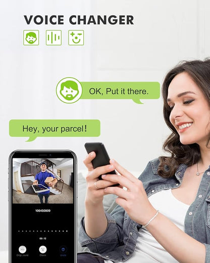 MUBVIEW Doorbell Camera Wireless with Chime, Video Doorbell - No Subscription, Voice Changer, Motion Zones Customization, 1080HD, PIR Human Detection, 2.4Ghz WiFi, Battery-Powered Smart Doorbell