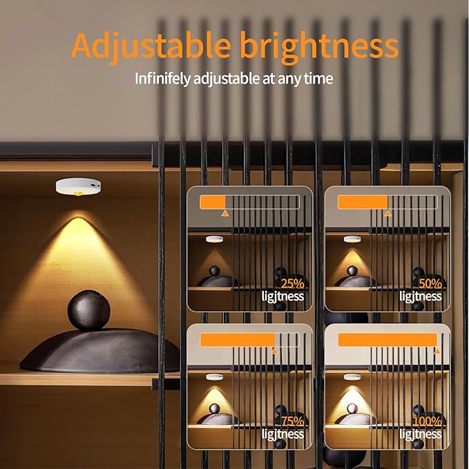 Puck Lights Cordless with Remote Control, 2200mAh Rechargeable Under Counter Lighting,3 Color Temperatures Dimmable Under Cabinet,Closet Light,Tap Light for Hallway (Silver, 3PCS)
