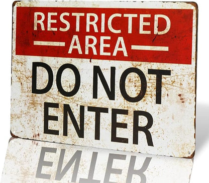 dingleiever-Restricted Area Sign -Do Not Enter Wall Art Sign 812 inch
