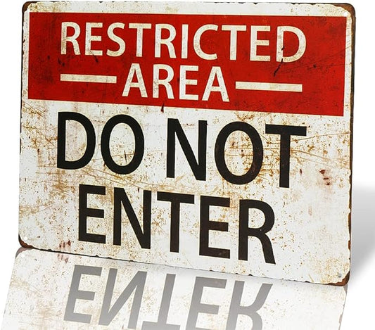 dingleiever-Restricted Area Sign -Do Not Enter Wall Art Sign 812 inch