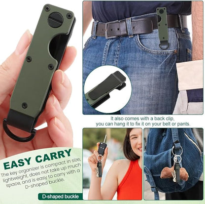 Key Organizer With Key Handle,Compact Met-allic Key Holder,Met-allic Key Organizer,Smart Keychain Secures 1-5 Keys