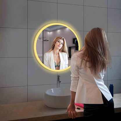 Blossom 24 Inches Large Modern LED Round Bathroom Vanity Mirror, Color Temperature Adjustable, Anti-Fog Dimmable Lights, Easy to Install, Wall Mounted Makeup Mirror with Smart Touch Button