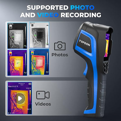 TOPDON TC005 256 x 192 IR High Resolution Dual-Camera Thermal Imaging Camera with 12-Hour Battery Life and 2MP Visual Light Camera, -4°F~1022°F Handheld Infrared Thermal Imager with PC 2D/3D Analysis