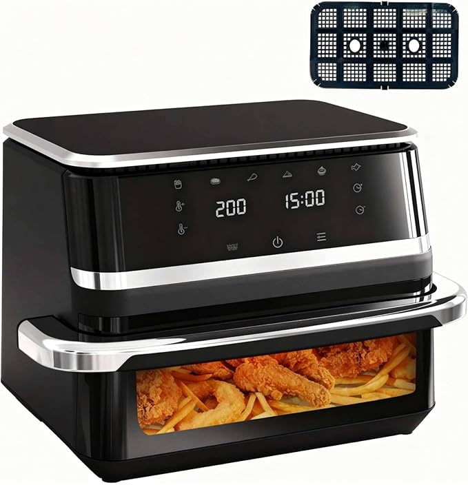 6-in-1 Stainless Steel Smart Air Fryer 11-Quart Extra-Large Capacity 360° Hot Air Circulation Rack Rapid Airflow Ideal for home frying, baking, roasting, and other diverse cooking needs.