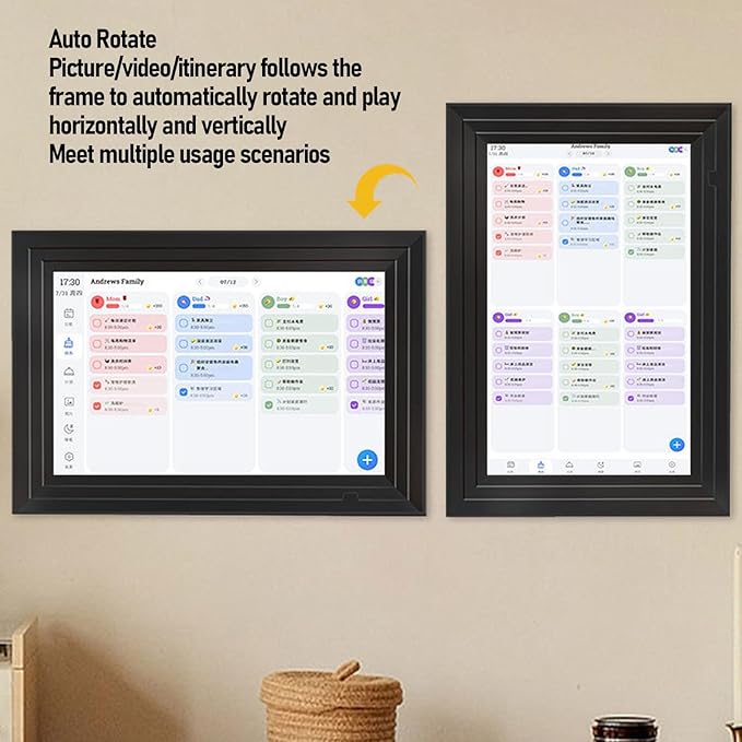Mumusuki Photo Frame, 10.1 Inch WiFi Interactive Smart Family Planner Digital Picture Frame with APP for Home, Digital Calendar, Smart, Electronic Calendar
