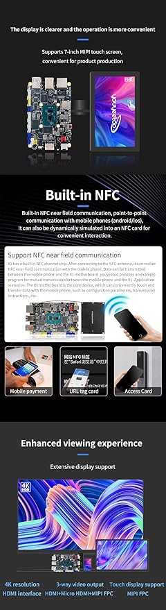 WayPonDEV youyeetoo X1 X86 Single Board Computer - A 64bit Windows 10/11/Linux Mini PC with Celeron N5105 CPU, Support Optional WiFi&BT NFC, PCIE 3.0 M.2 2280 NVMe or SATA SSD (16GB RAM+0GB Storage)