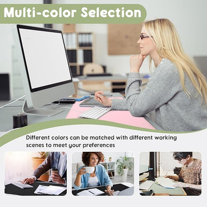 Konohan Heated Large Desk Mat PU Leather Warm Mouse Pad with 5 Heating Level & 4 Hour Auto Shut-Off Heating Keyboard Pad Warmer Gaming Mice Mat Only Supports 110v(Gray-Green Color,35.4"x 14.2")