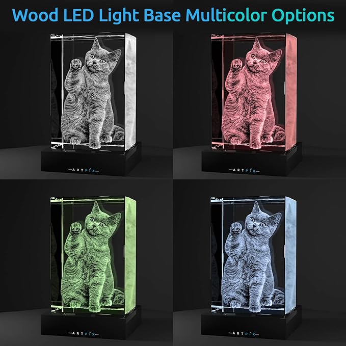 ArtPix 3D Crystal Photo, Christmas Personalized Gifts for Women, Wife, Mom, Her, Him, Men, Mother, Grandma, Great Xmas Customized Gift With Your Own Photo, Custom Glass 3D Laser Etched Picture Wedding