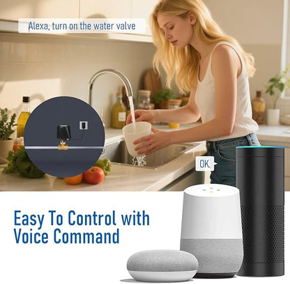 Owfeel WiFi Smart Water Valve, APP Remote Control, DN20 Ball Brass Water Valve, Compatible With Alexa, Google and Application Program iOS/Android, Only Supports 2.4 GHz WiFi (3/4")