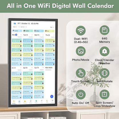 Digital Wall Calendar Chore-Chart-for-Business Planner - 27 inch Touchscreen Interactive Display Electronic Calendar for To Do List, Auto-Sync Calendars, Wall & Dask Mountable, Christmas Gifts for Mom