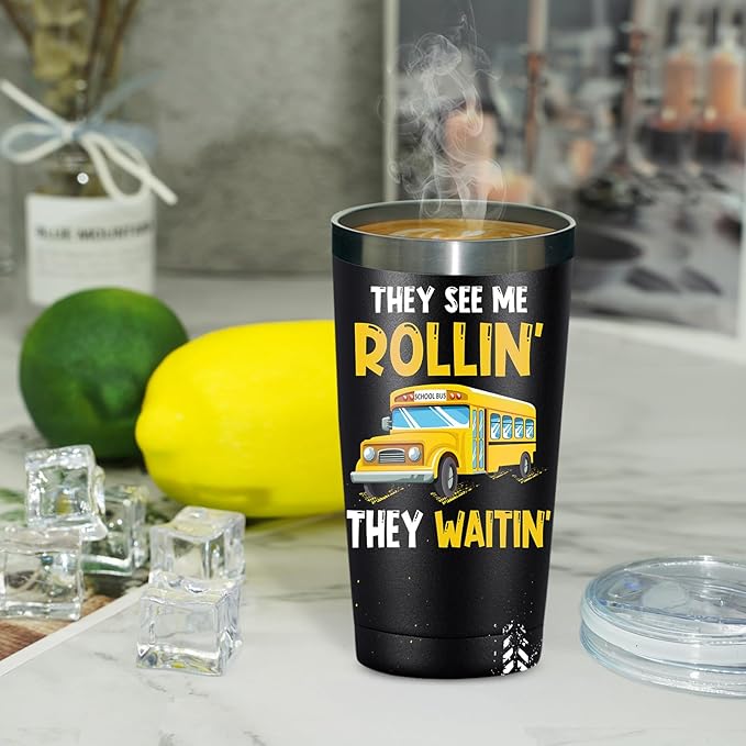 Fufandi Bus Driver Gifts - Bus Driver Christmas Appreciation Gifts for Men Women - School Bus Drivers Gift, Back To School Cup - Tumbler Cup 20oz