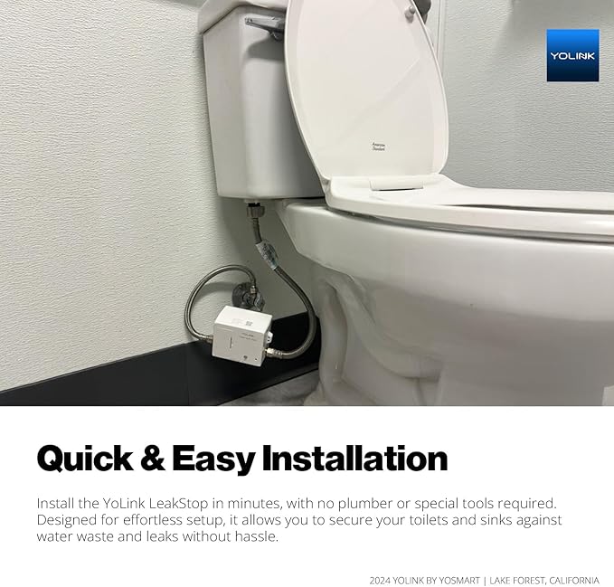 YoLink LeakStop 1-Channel, 3-Pack, Auto Shutoff Valves & Leak Detectors for Toilets/Sinks, Real-Time Monitoring, LoRa Long-Range, 2 AA Up to 5-Year Battery – Hub Required