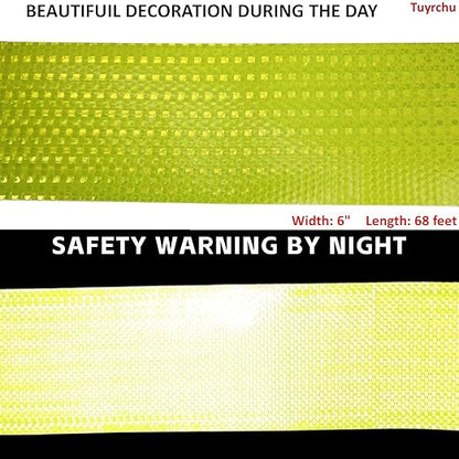 Fluorescent Yellow Reflective Tape Outdoor Waterproof 6 inch Wide, High Visibility Warning Safety Industrial Marking Tape (68 feet)