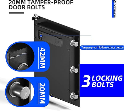 XDeer Biometric Safe Box, Quick-Access Security Safe Box with Upgraded Fingerprint, Steel Handgun Safe Lock Box for Kid/Home/Office (1.69 Cubic Feet)